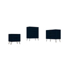 Manhattan Comfort Rockefeller Mid-Century Modern 3-Piece Bedroom Dresser Set - Tatiana Midnight Blue-Mid-Century Modern Tall Dresser, Standard Dresser and Nightstand Dresser for Bedroom Use. Set of 3.
