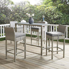 Modway Conduit Outdoor Patio Wicker Rattan Bar Stool - Light Gray Gray - Set of 4-Powder-Coated Aluminum Frame