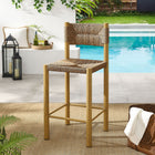 Modway Parkland Outdoor Patio Rattan and Aluminum Counter Stools - Natural - Set of 2-All-Weather Design