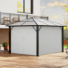 Outsunny 10' L x 12' W Gazebo Curtains with Zipper Doors, Hooks/C-Rings for Patio, Only Curtains - Light Grey-Made of tough and high. -quality polyester fabric