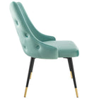 Modway Adorn Performance Velvet Dining Side Chair - Mint - 2 Pack-Black Tapered Legs