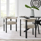 Modway - Imogen Tissu tapis Chaises de salle à manger en tonneau Ensemble de 2 - Tissage à bruyère Ivoire noir-Tissu d’ameublement