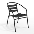 Flash Furniture Black Metal Restaurant Stack Chair with Aluminum Slats-Stackable Cafe Chair