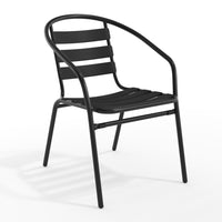 Chaise de restaurant empilable en métal à lattes en aluminium, noir (TLH-017C-BK-GG)-Chaise de café empilable