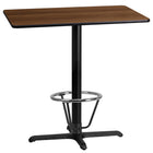Flash Furniture Dessus de table rectangulaire de 24 x 42 po en stratifié noyer avec anneau de pied-Table d'hospitalité à hauteur de bar