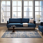 Modway Minu Distressed Floral Lattice Area Rug - 5 ft W x 8 ft L - Blue Grey Yellow/Orange-Protect Floors From Traffic/Furniture
