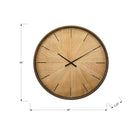 Monarch Specialties 9022 30" Round Oversized Wall Clock - Brown-Experience accurate timekeeping with reliable quartz movement and non-ticking technology for a peaceful ambiance