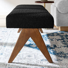 Modway Lyra 63" Boucle Upholstered Bench - Black-Non-Marking Feet