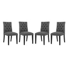 Modway Duchess Fabric Dining Chair - Grey - 4 Pack-Dense Foam Padding for Comfort