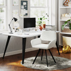 Homy Casa 63"W Modern Writing Desk - Marble White-Metal legs with adjustable feet for stability on all surfaces