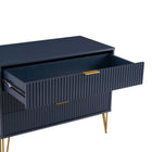 Manhattan Comfort DUMBO 35.19" Modern Dresser - Midnight Blue-Stylish Splayed Gold Metal Legs Adding Seamless Fashion Design and Durability.