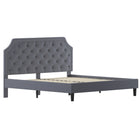 Flash Furniture - Lit plateforme Brighton très grand touffeté en tissu gris clair-Tête de lit arquée