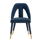 Manhattan Comfort - Chaise de salle à manger moderne Neda 53 cm en velours capitonné - Bleu minuit-Chaise de salle à manger moderne pour salle à manger et usage de chaise de travail