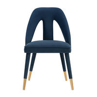 Manhattan Comfort - Chaise de salle à manger moderne Neda 53 cm en velours capitonné - Bleu minuit-Chaise de salle à manger moderne pour salle à manger et usage de chaise de travail