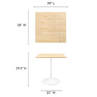 Modway Lippa 28" Square Wood Dining Table - White Natural-Wood Grain Veneer and MDF Tabletop