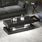 HOMCOM Marble-Effect Coffee Table with LED Light - Effect Black-Spacious tabletop and open shelf for easy-access storage