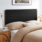 Modway Sparta Weave Wall-Mount Vegan Leather Queen Headboard - Walnut Black-Wood Frame