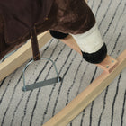 Qaba - Cheval à bascule en peluche pour enfants cowboy rocker - marron-Base en bois équipée de deux rails courbés pour permettre un mouvement de va-et-vient 