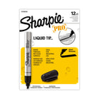 Sharpie Pro Liquid Tip Permanent Markers - Chisel Tip - Black - 12 Pack-Marks anything and dries instantly to a waterproof finish