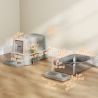 PawHut 80L Stainless Steel Cat Litter Box - Light Grey-3 use ways: fully enclosed, semi-enclosed, or fully open 