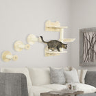 PawHut 4-Piece Cat Wall Shelf with Scratching Posts, Hammock, Platforms and Steps-Made of particleboard for long-lasting strength 