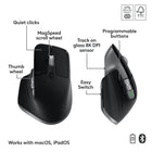 Logitech MX Keys S Combo for Mac - Wireless Keyboard & Mouse with Palm Rest, Backlit Keyboard, Fast Scroll - Space Grey-More Comfort, Deeper Focus: Both wireless keyboard and mouse are engineered for hours of work, stable keyboard with an optimum angle and mouse sculpted for your hand for better wrist posture