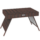 Outsunny Outdoor Rattan Foldable End Table - Brown-Weather resistant PE Rattan wicker top with plastic board underneath  