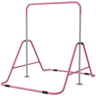 Qaba Kids Folding Expandable Horizontal Kip Gymnastics Bar - Pink-Shock absorption, non-slip feet, and high stability 