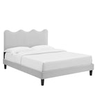 Modway Current Performance Velvet King Platform Bed - Light Grey-Reinforced Center Beam and Support Legs