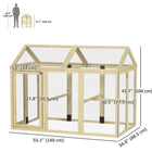 Pawhut 42" H Large Chicken Run with 2 Doors and 3 Perches - Natural-Mesh wire allows air flow through their space, keeping them cool and ventilated 