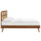 Modway Sidney Cane and Wood Full Platform Bed with Splayed Legs - Walnut-Wood, MDF, and Veneer Construction