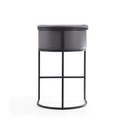 Manhattan Comfort Cosmopolitan 23.7" Mid-Century Modern Faux Leather Upholstered Bar Stool - Grey and Black - 2 Pack-21" L x 23" W x 37.8" H
