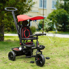 Qaba - Tricycle pour tout-petit 4 en 1 - rouge-Canopy réglable en continu et amovible 