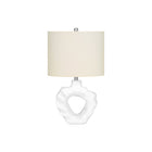 Monarch Specialties 25" H Table Lamp - Cream Resin / Ivory / Cream Shade-This modern and stylish 24"h table lamp is designed in an eye-catching, rippled cream resin base with an organic form, topped with a classic oval ivory linen shade, and finished with a silver finial for a unique accent in any living space