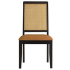 Modway Arlo Vegan Leather Upholstered Faux Rattan and Wood Dining Side Chairs - Black/Natural/Tan - 2 Pack-9