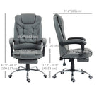 HOMCOM - Fauteuil de bureau exécutif inclinable en similicuir avec accoudoirs - gris-S’incline jusqu’à 145 degrés pour un confort maximal