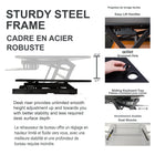 Rocelco 45" Height Adjustable Standing Desk Riser with Slide Out Retractable Keyboard Tray-Gas springs hold up to 40 lbs