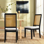 Modway - Arlo Faux rotin et bois Fauteuils d’accompagnement à manger Ensemble de 2 - Ivoire en tissage naturel noir à bruyère-Rotin de faux canne
