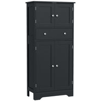 HOMCOM 50.5" H Kitchen Pantry Cabinet with Doors and Adjustable Shelf - Black-Recessed doors with silver handles exudes modern charm 