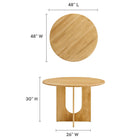 Modway Rivian Round 48" Wood Dining Table - Oak-Solid Mango Wood