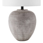 Hudson&Canal - Lampe de table en céramique Shira (58 cm) avec abat-jour en tissu - Terre cuite froide/blanc-Conçu pour une ampoule à incandescence de 60 W - ampoule LED de 9 W, ampoule fluorescente (CFL) de 13 W ou ampoule LED à ballast automatique de 9 W, ampoule à culot E26, ampoule non incluse