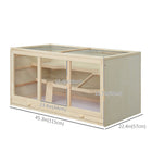 PawHut - Cage en Bois pour Hamster ou Rat avec Glissière et Bac - Bois Naturel-Plateau étanche et facile à nettoyer