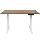 Ezywork - Bureau assis-debout électrique à double moteur et hauteur réglable - Structure blanche / Plateau en bois foncé-Plateau de table d'une seule pièce 48" x 24" (120 cm x 60 cm)