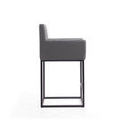Manhattan Comfort - Ambassador tabouret de comptoir moderne du milieu du siècle de 20,5 po en similicuir gris et noir, lot de 2-Hauteur du siège : 26 po