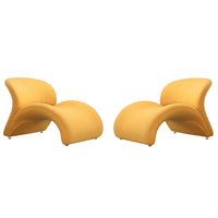 Manhattan Comfort - Rosebud fauteuil d’appoint moderne de 30,3 po en mélange de laine jaune, lot de 2-Chaise d’appoint de salon abstraite moderne, parfaite pour une utilisation dans un salon pop. Ensemble de 2