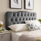 Modway Annabel Diamond Tufted Performance Velvet King Headboard - Grey-Durable Stain-Resistant Fabric