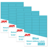 JAM Paper Mailing Address Labels - 1 x 2 5/8 - Blue - 4 sets of 120-3.2 ounce