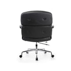 Plata Import - Chaise de bureau élégante Chaise réglable en similicuir avec cadre en aluminium poli, Noir-Bras fixes