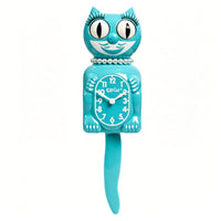 Kit-Cat Klock Vintage Lady Cat Wall Clock with Pearls - Blue-Iconic character wall clock features the signature rolling eyes and wagging pendulum tail