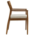 Modway Solara Fabric Wood Dining Armchairs - Walnut/Heathered Weave Beige - 2 Pack-7